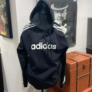 Adidas 3 stripe black men’s hoodie size large excellent condition